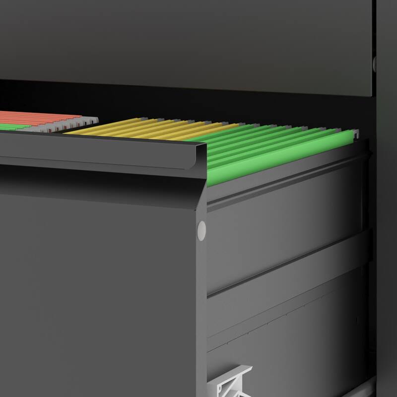 Modern File Cabinet Lateral File Cabinet with 2 Drawers, Silent Slides and Locks, for Home Office, Black