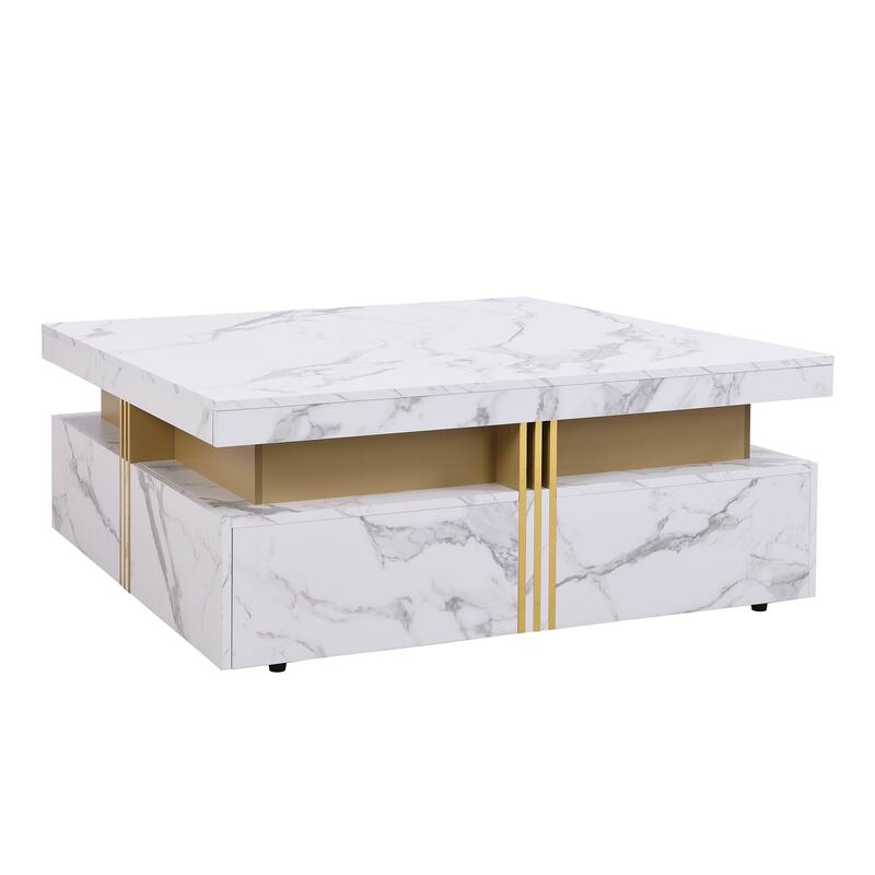 Square Storage Coffee Table with 4 Drawers