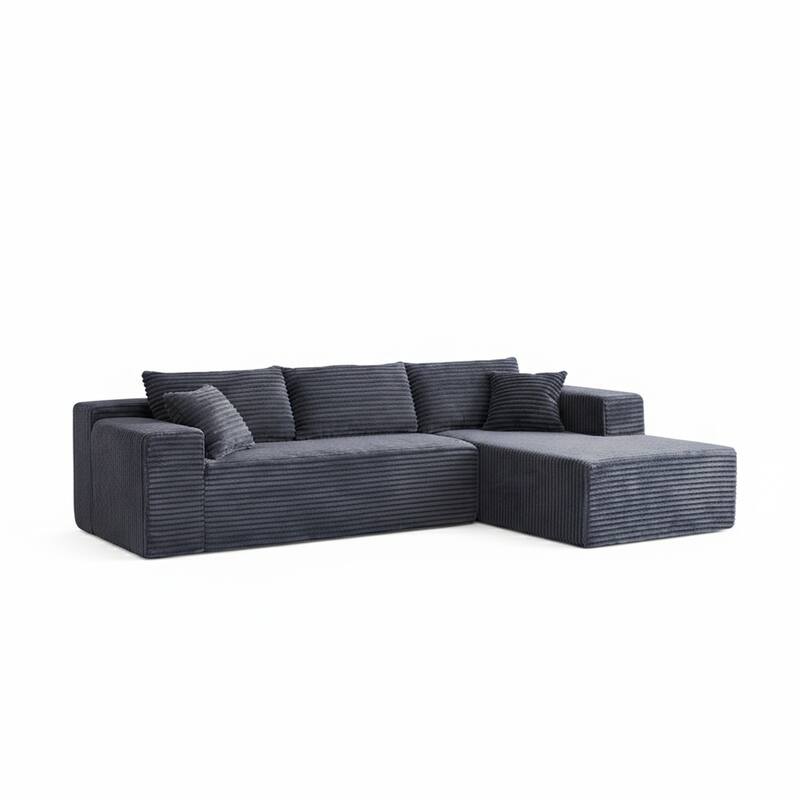 103.54" Flannel L-Shaped High-Density Modern Modular Sectional Sofa with Chaise & Pillows