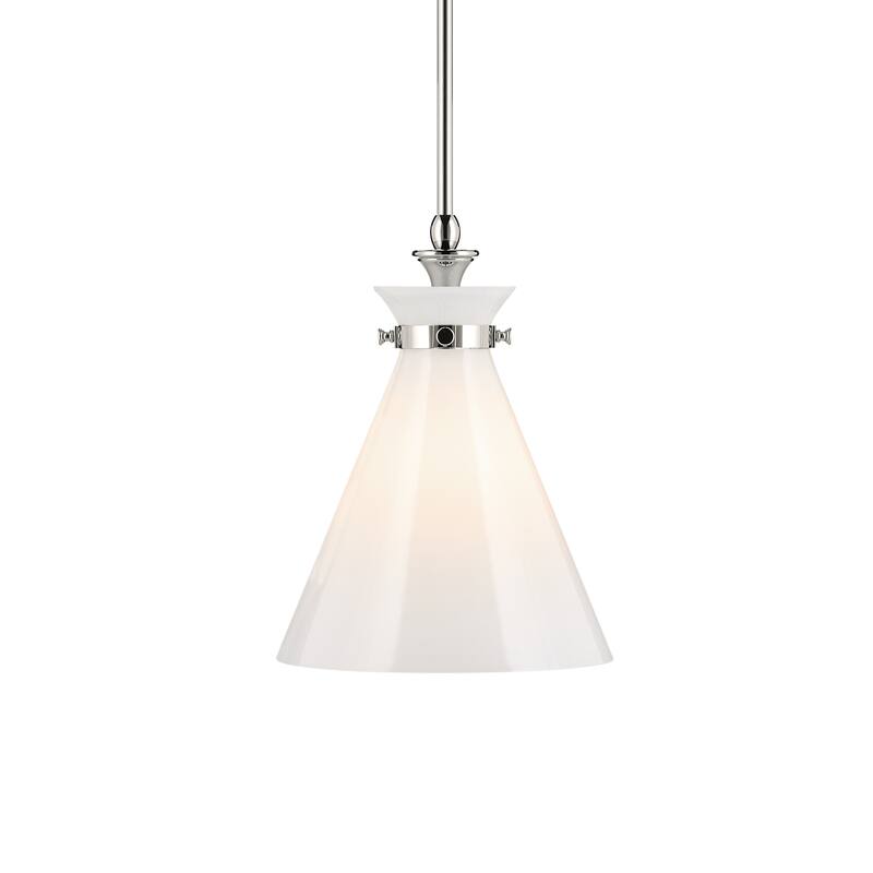 Kichler Lighting Laria 10.5 Inch 1 Light Pendant with Opal Glass in Polished Nickel