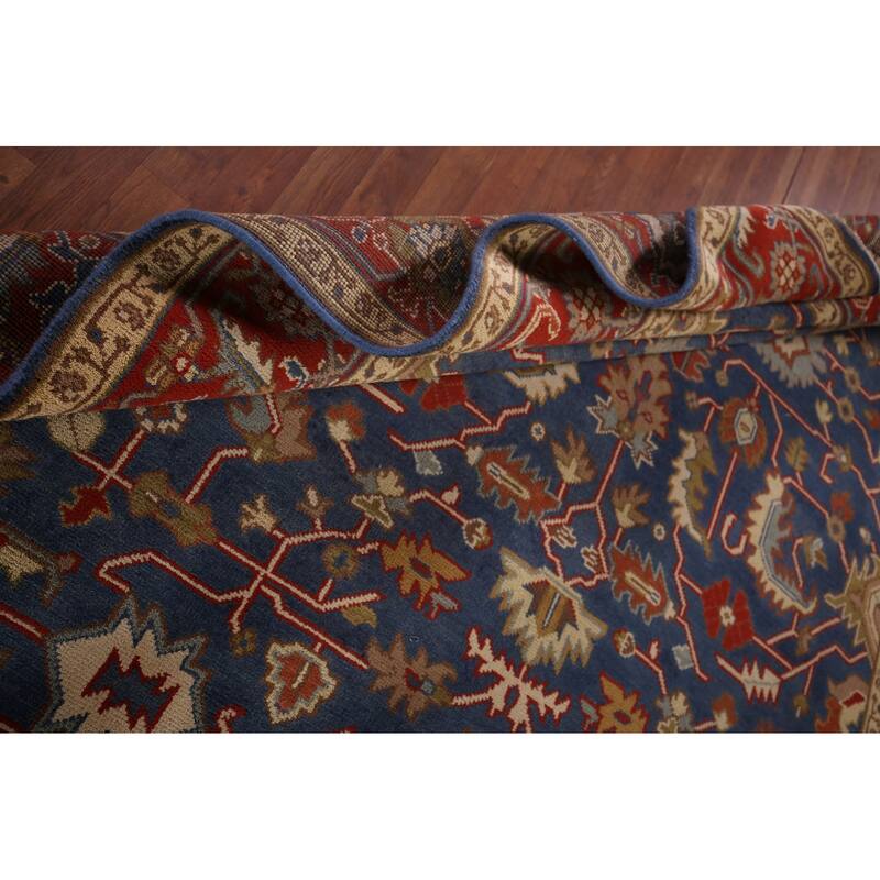 Blue Oushak Oriental Large Area Rug Handmade Wool Carpet - 7'11" X 15'9"