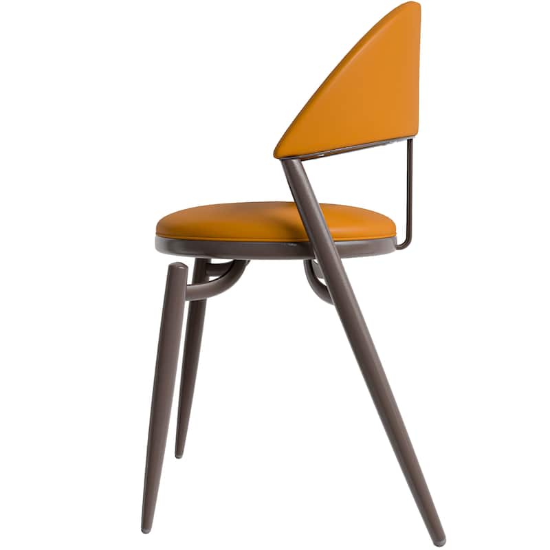Venice Upholstered Leather Dining Chair (Set of 4) Open Back Accent Side Chair with Iron Legs