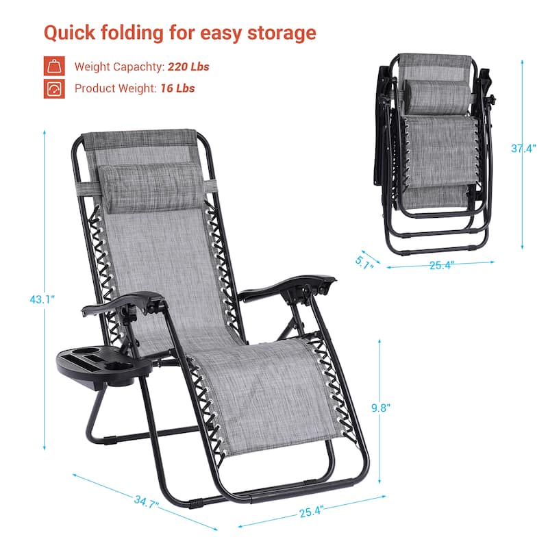 LIVOOSUN Zero Gravity Patio Chairs (Set of 2)