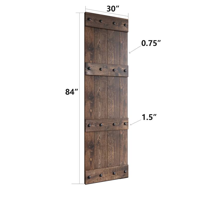 Coast Sequoia 24in./30in./36in. x 84in. Castle Series Pine Wood Sliding Barn Door With Hardware Kit