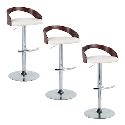 Grotto Adjustable Barstool with Chrome Base- Set Of 3
