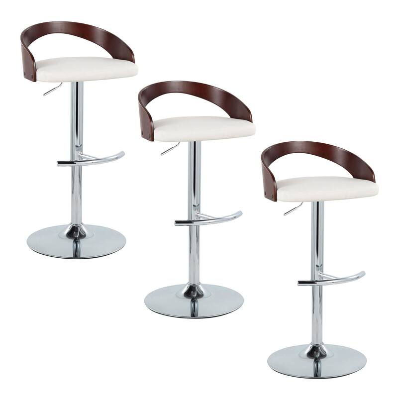 Porch & Den Stavenger Adjustable Bar Stool with Chrome Base & Rounded T Footrest (Set of 3)