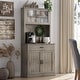 preview thumbnail 1 of 10, Garvee Kitchen Pantry Cabinet with Microwave Stand and Coffee Bar, 71" Tall Hutch Storage Cabinet, Wooden Buffet Cabinet Grey