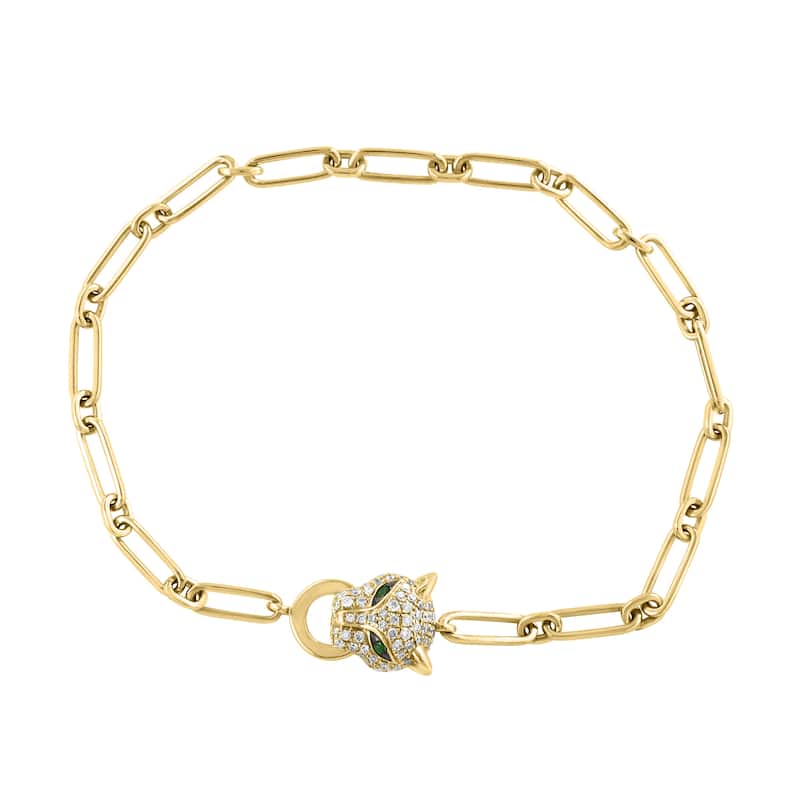 EFFY 14K Yellow Gold Diamond and Tsavorite Signature Panther Bracelet