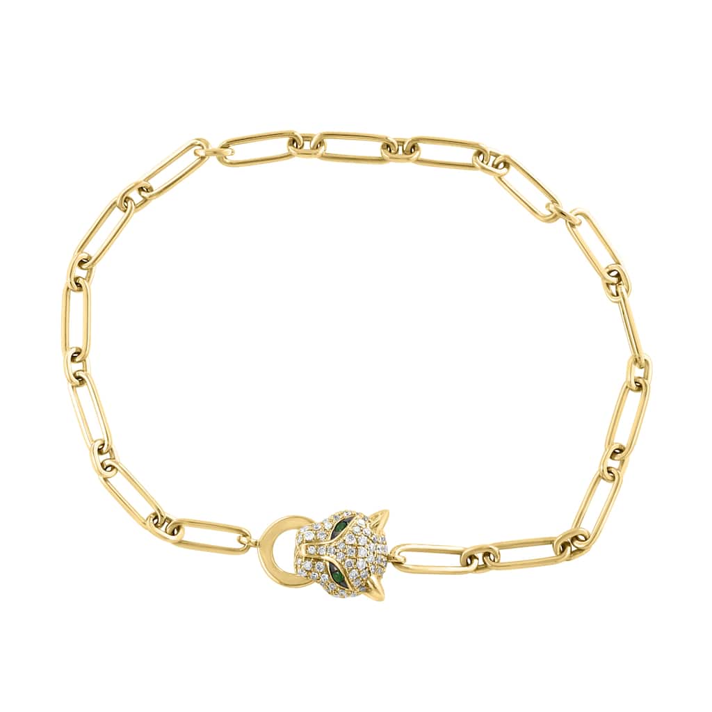 EFFY 14K Yellow Gold Diamond and Tsavorite Signature Panther Bracelet