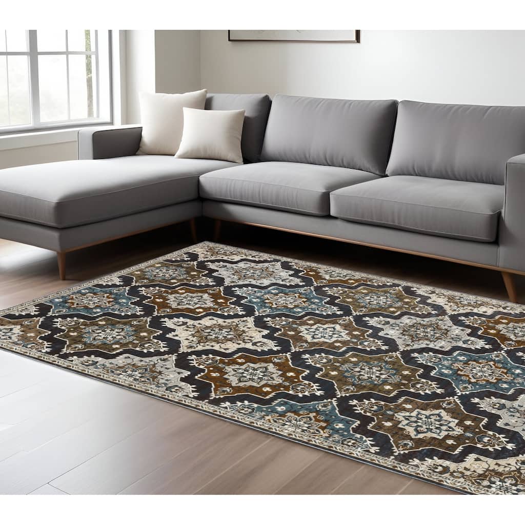 HomeRootsMedallion Traditional Rectangle Area Rug