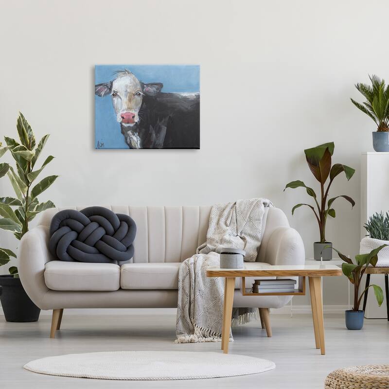 Stupell Farmhouse Dairy Cow Blue Painting Canvas Wall Art by Molly Susan Strong