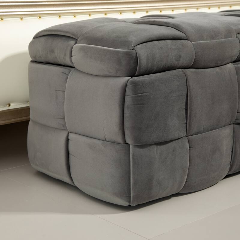 Storage Ottoman,Bedroom End Bench,Upholstered Fabric Storage Ottoman with Safety Hinge, Entryway Padded Footstool
