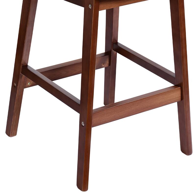 Wood Upholstered Counter Height Bar Stools with Rattan Back - 36.81"H x 17.72"W x 18.7"D