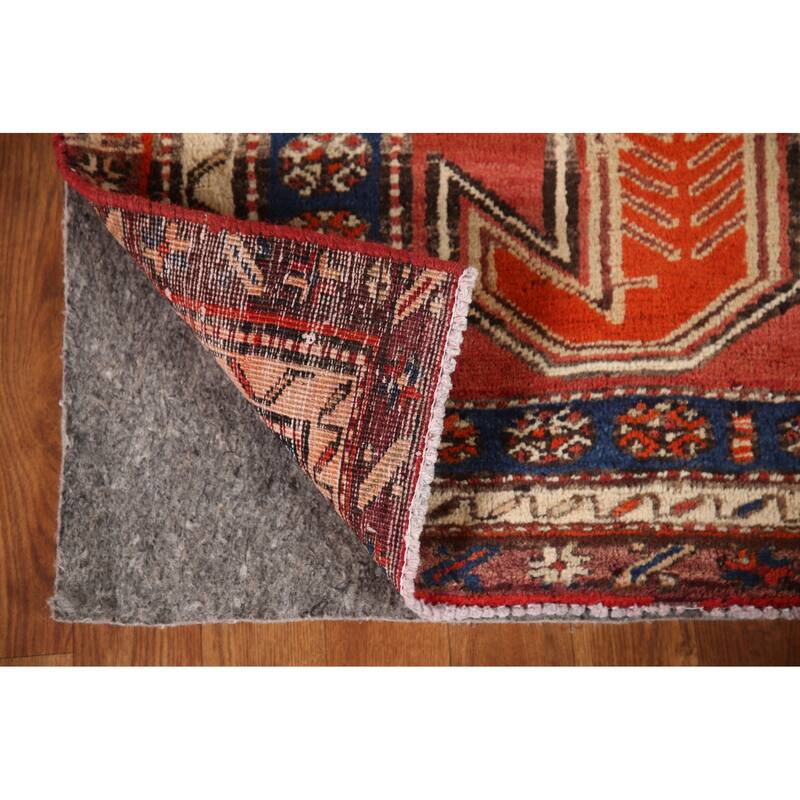 Vegetable Dye Orange Ardebil Persian Runner Rug Handmade Wool Carpet - 4'2"x 10'8"