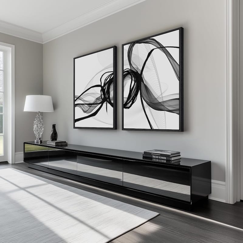 Framed Black and White Abstract Wall Art