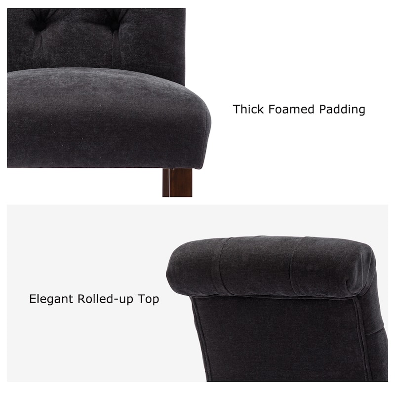 Tufted Parsons Dining Side Chairs ,Upholstered Fabric Dining Chairs Kitchen Chairs with Padded Seat(Set Of 2) - set of 2