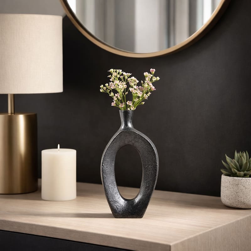 Modern Metal Open Cut Out Bud Vase - Tall Flower Vase