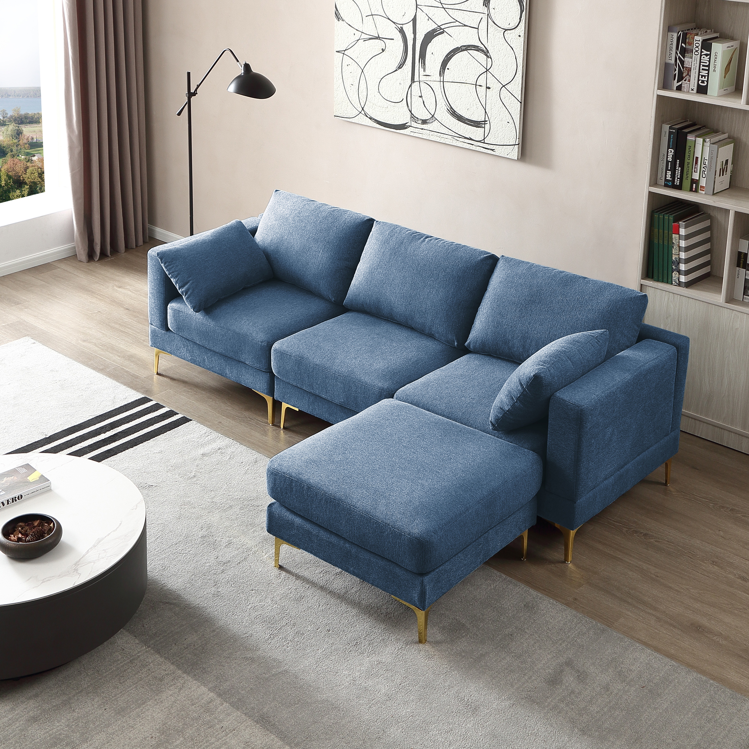 Living Room Sectional Sofa Couch w Metal Legs Modern 92.9