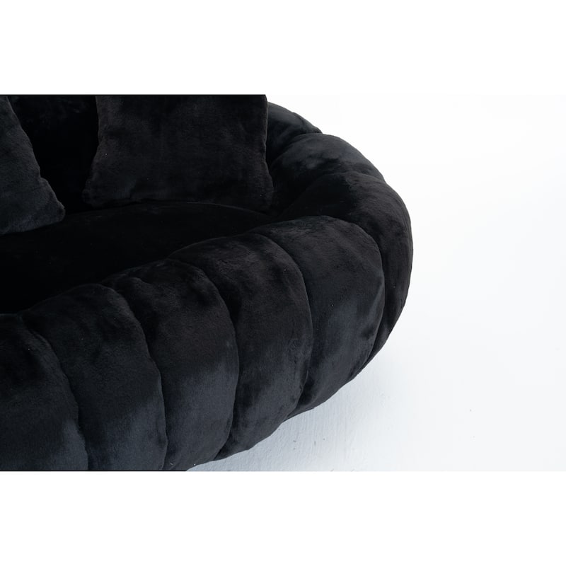 GDFStudio - Floral-Shaped 75.49" Faux Fur Loveseat Sofa with High-Density Foam