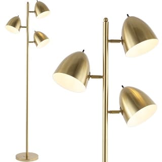 Eva 66.5" 3-Light Modern Contemporary Iron LED Floor Lamp, Brass Gold by JONATHAN Y