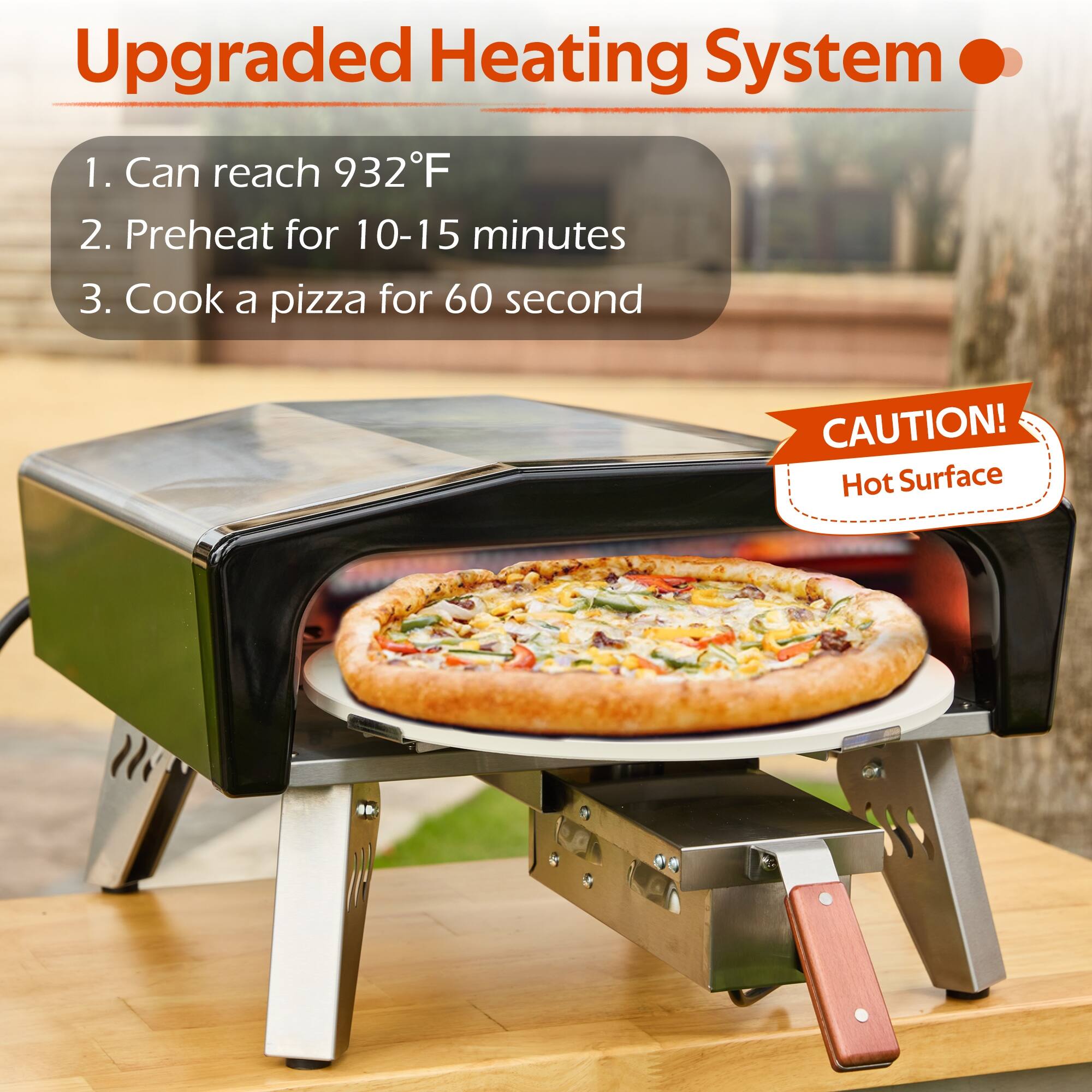 Rotating Pizza Stone Cube Stove Pizza Oven 20-Inch Portable Gas