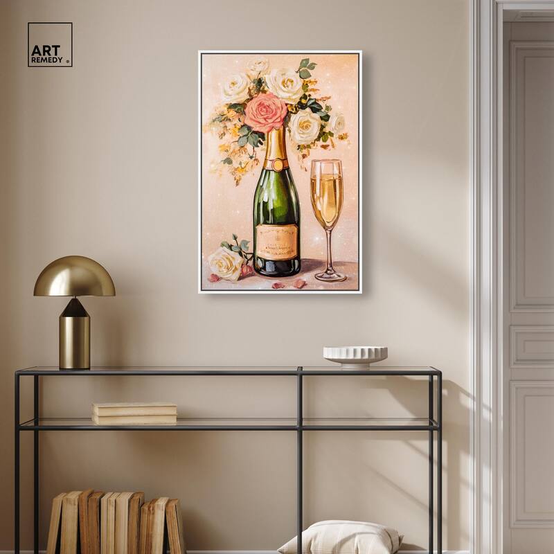 Blooming Champagne Vase Canvas by Art Remedy