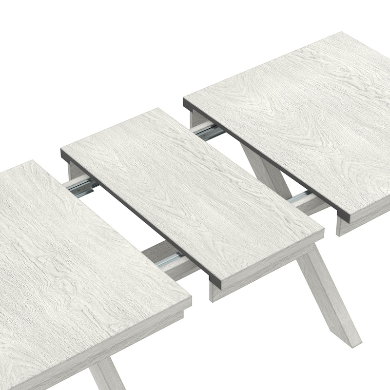VECELO Dining Table Set with Bench, Solid Wood Rectangular Extendable Dining Table & 4/6 Solid Wood Dining Chairs