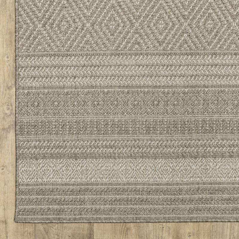 Style Haven Calayan Woven Stripe Grey Ultimate Performance Area Rug~