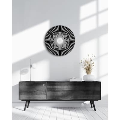 Rotating Round Wall Clock - 20" - Black and White