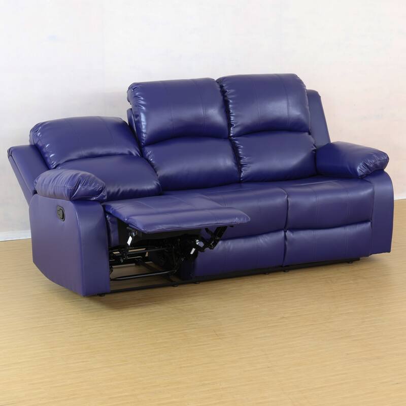 KISRAIS 82" Wide Faux Leather Manual Reclining Sofa