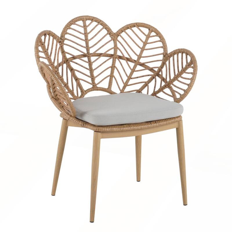 Outdoor Wicker Peacock Shape Papasan Style Chair Set of 2
