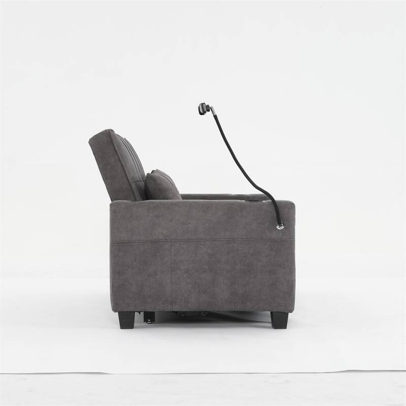 3-in-1 Pull Out Convertible Sleeper Chair w/ USB Ports,Wear Resistant