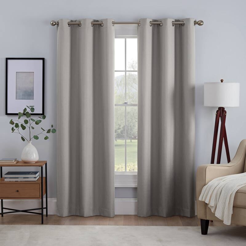 Eclipse Khloe 100% Absolute Zero Blackout Solid Textured Thermaback Curtain Single Panel - 95 Inches - Grey