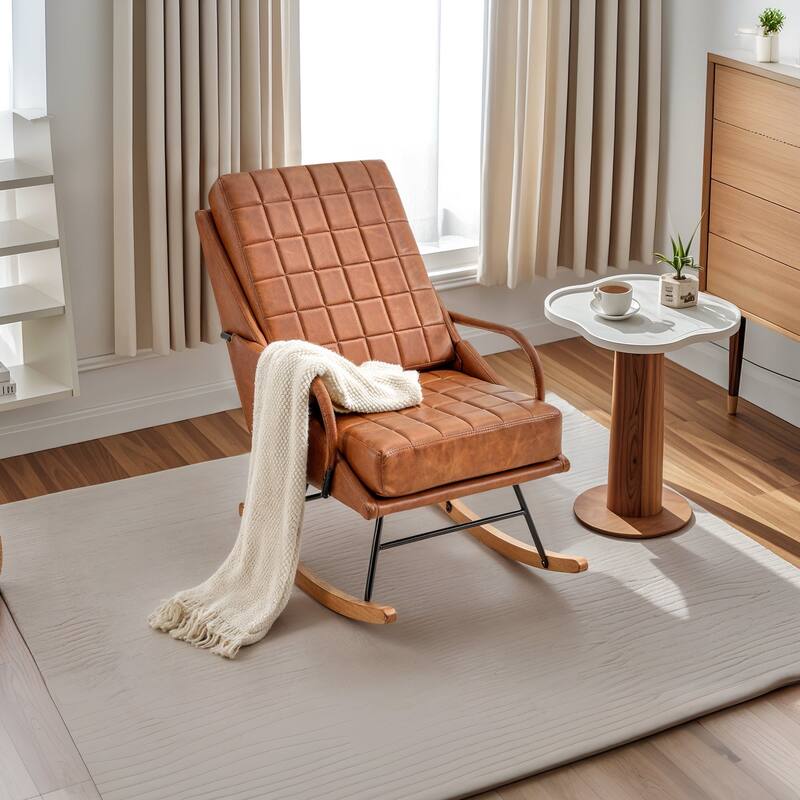 Nursery Rocking Chair Upholstered Modern Rocking chair with Wingback & Armrest Tall Back Accent Glider Rocker Chairs