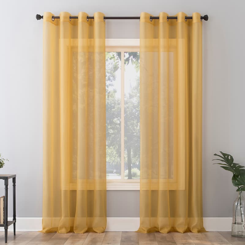 No. 918 Emily Voile Sheer Grommet Curtain Panel- Single Panel - 59x84 - Curry Yellow