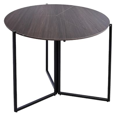 Chocolate Foldable Round Trifold Table 35" Space-Saving Multi-Use