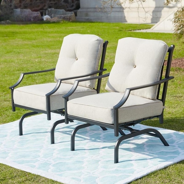 Patio Festival Outdoor Metal Rocking Motion Chair with Cushions 2