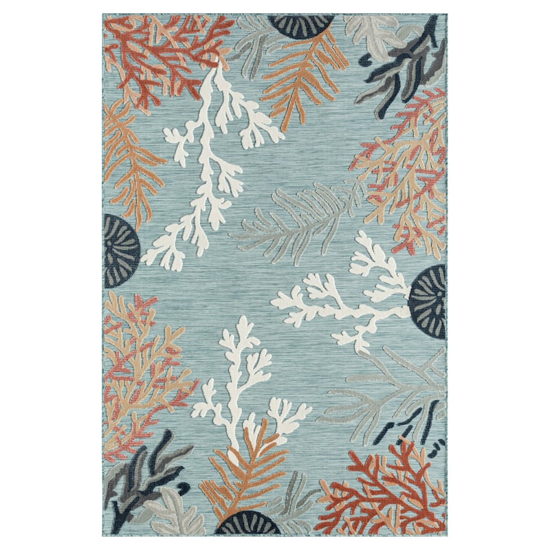 Sevita Vera Coastal Coral Durable Performance Indoor/Outdoor Area Rug - 7'9" x 9'9" - Blue/Multicolor