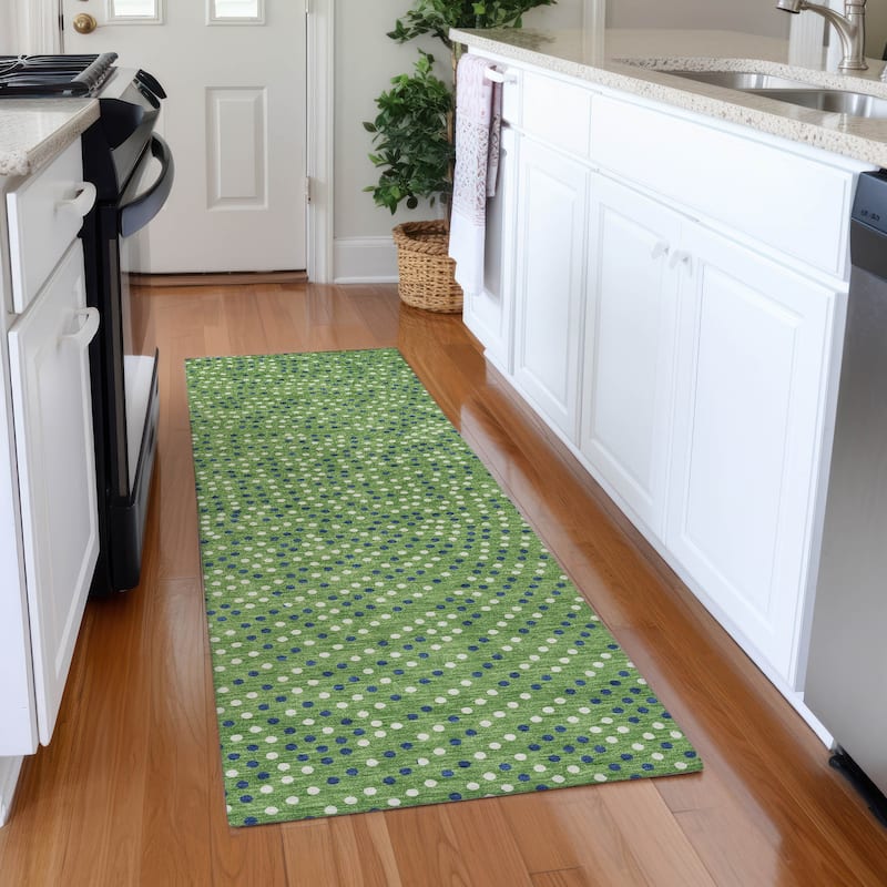 Premium Washable Super Soft Modern Confetti Mayfield Rug - Green - 2'3" x 7'6"
