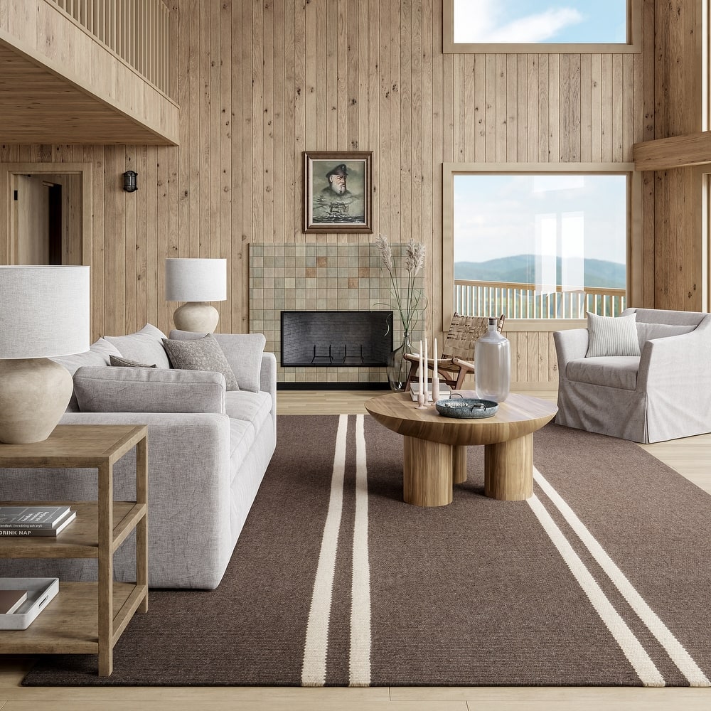 Elowen Double Striped Wool Area Rug