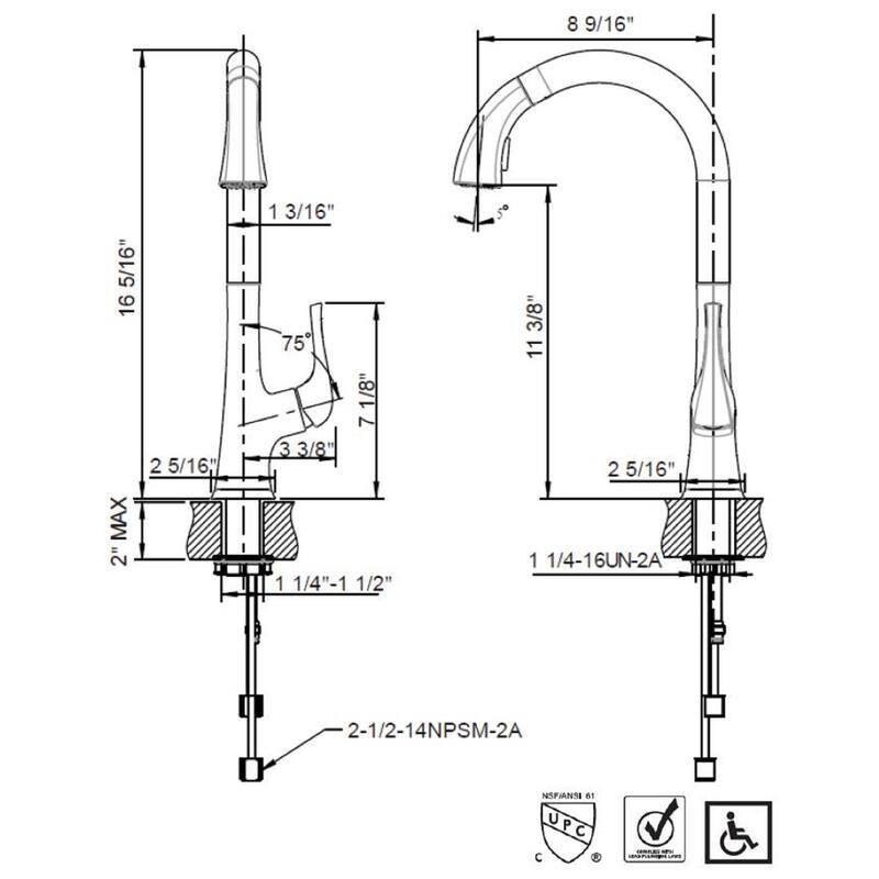 Ultra Faucets Quest Collection Single-Handle Kitchen Faucet With Pull-Down Spray