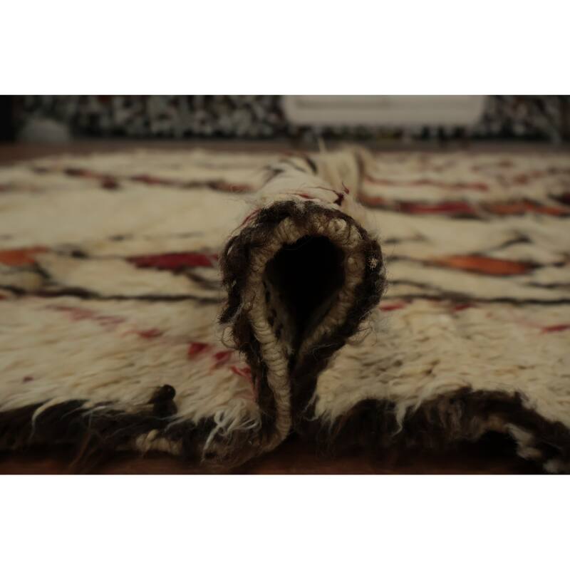 Hand Knotted Oriental 100% Wool Carpet Modern Tribal Beige & Ivories Moroccan Area Rug - 9' 6'' X 8' 3''