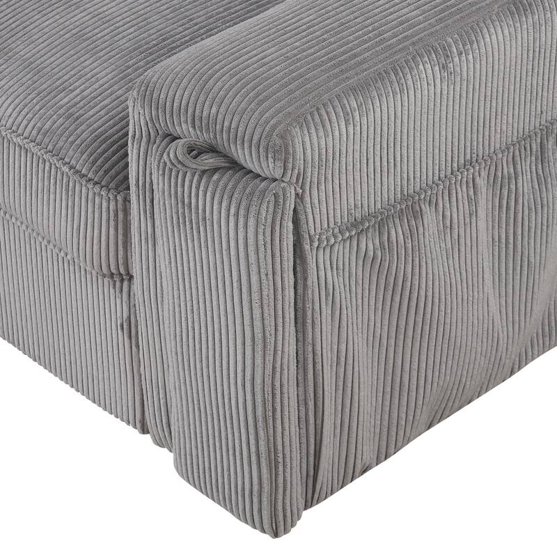 Upholstery Sleeper Sectional Sofa with Storage Bags & 2 Hidden Cup Holders