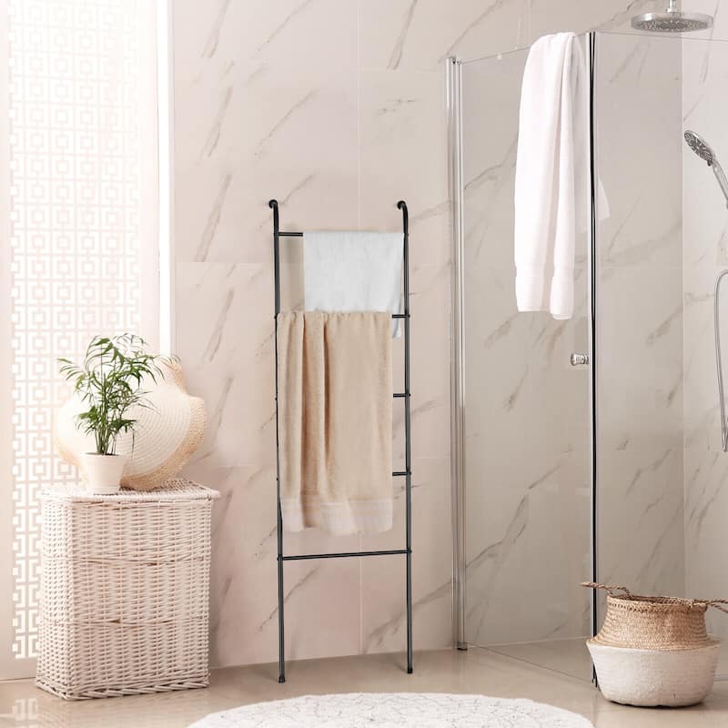 Wall Leaning Blanket Towel Holder - 5 Tier - Black
