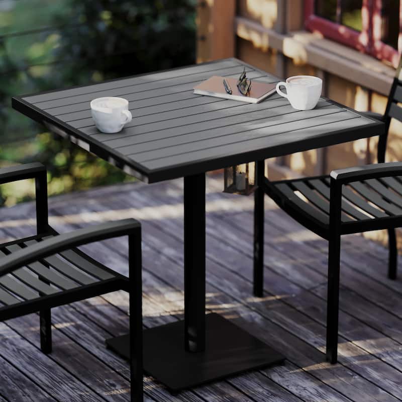 Outdoor Faux Teak Dining Table with Poly Slats - Patio Table - 30"W x 30"D x 30"H - 30"W x 30"D x 30"H