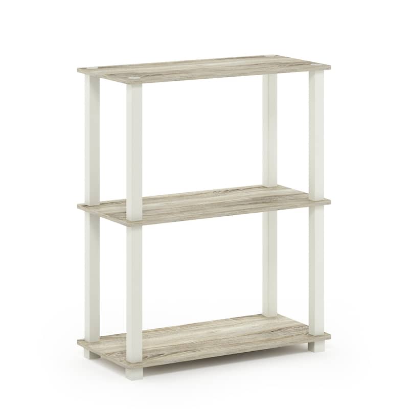 3 Tiers Wood Household Shelving Unit in Oak/White (23.6 in. W x 29.5 in. H x 11.4 in. D) - 23. 6