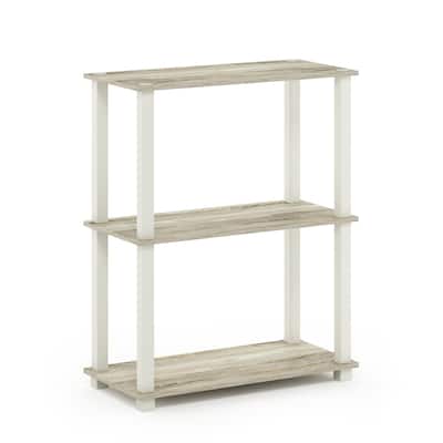 3 Tiers Wood Household Shelving Unit in Oak/White (23.6 in. W x 29.5 in. H x 11.4 in. D) - 23. 6