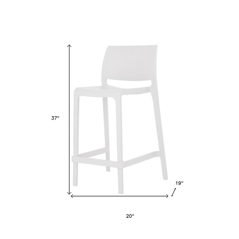 HomeRoots Set of Two 26" White Heavy Duty Plastic Low Back Outdoor Counter Height Bar Chairs