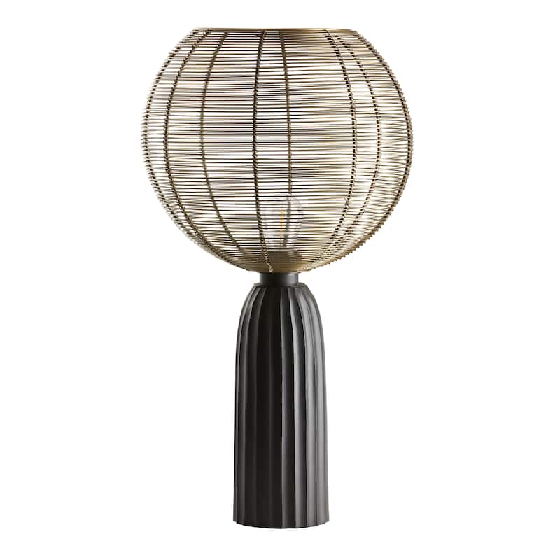 Sophia River of Goods Black Metal Base and Globe Shade 18.5-Inch Table Lamp - 10.75" x 10.75" x 18.5"