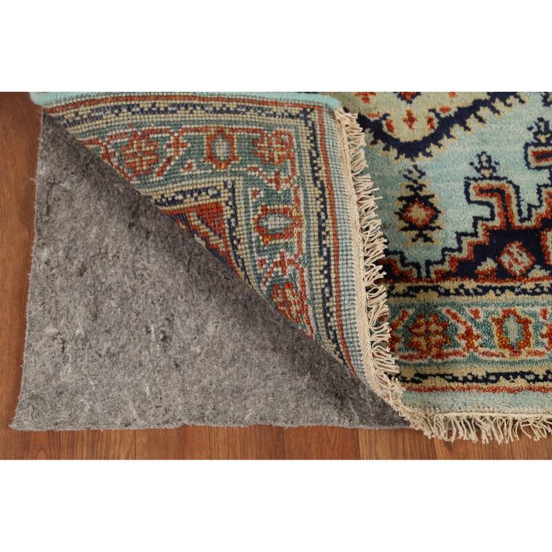 Turquoise Geometric Viss Indian Accent Rug Hand-Knotted Wool Carpet - 3'0"x 5'0"